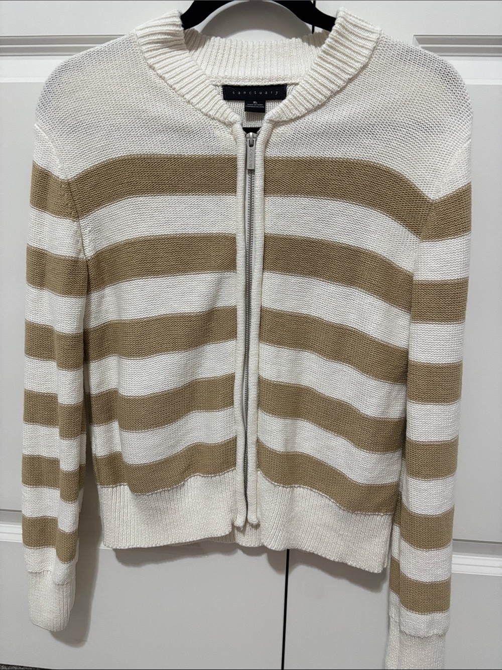 Sanctuary Striped Zip Cardigan 100% Cotton XL